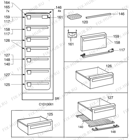Взрыв-схема холодильника Zanussi ZVF11R - Схема узла C10 Interior